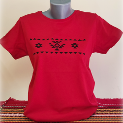 Дамска червена тениска с бродерия - Канатица