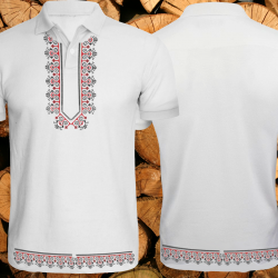 Мъжка тениска тип " поло "  с народни мотиви.