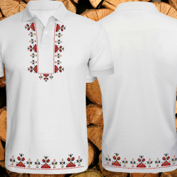 Мъжка тениска тип " поло "  с народни мотиви.