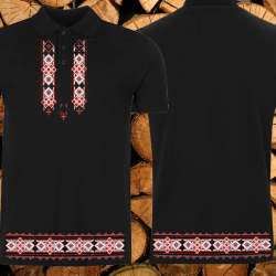 Мъжка тениска тип " поло "  с народни мотиви.