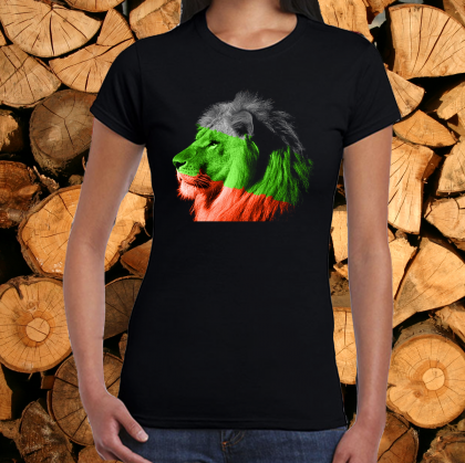 Дамска черна тениска -  Лъв