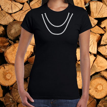 Дамска черна тениска- Огърлица