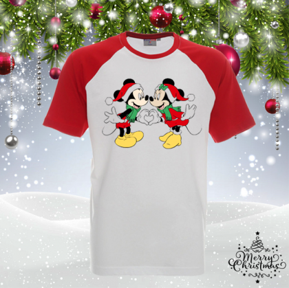 Забавна коледна тениска- Мики и Мини