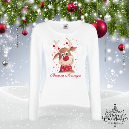 Дамска коледна блуза- Еленче