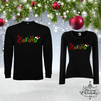 Комплект коледни блузи- Believe