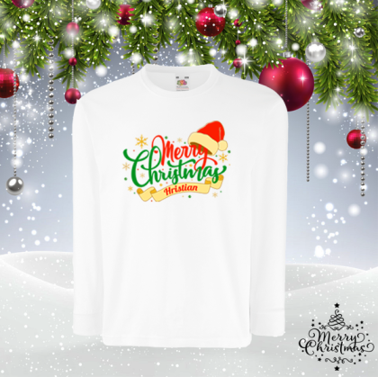 Детска коледна блуза с име - Merry Christmas