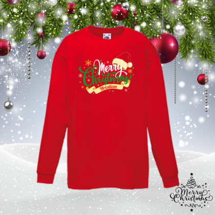Детска коледна блуза с име - Merry Christmas
