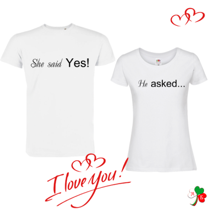 Комплект бели тениски- She said Yes
