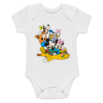 Бяло бебешко боди- Мики и приятели