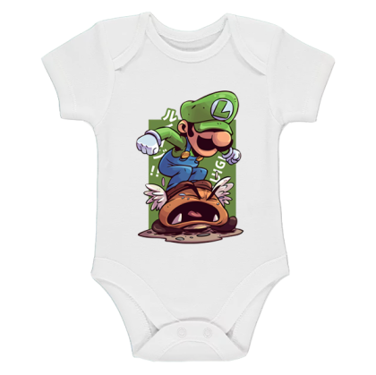 Бяло бебешко боди- Супер Марио