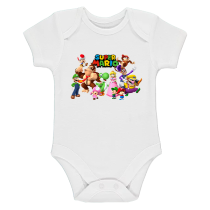 Бяло бебешко боди- Супер Марио