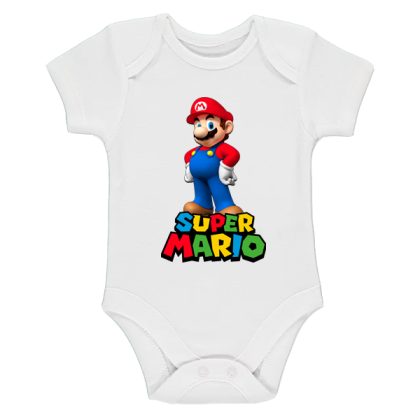 Бяло бебешко боди- Супер Марио