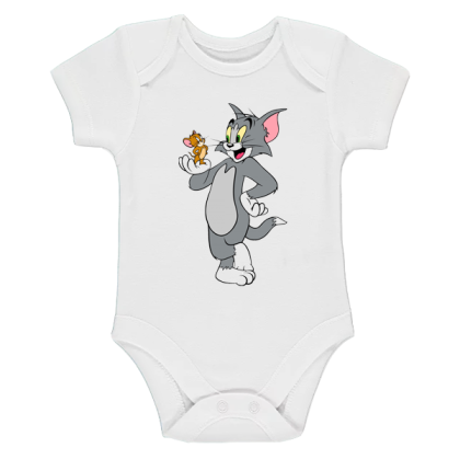 Бяло бебешко боди- Том и Джери