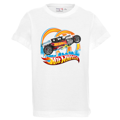 Бяла детска тениска- Hot Wheels