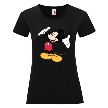 Черна дамска тениска- Мики Маус