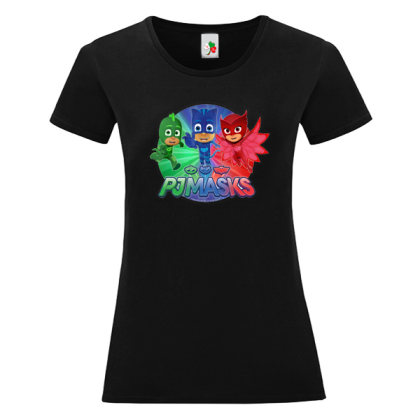 Черна дамска тениска- PJ Masks