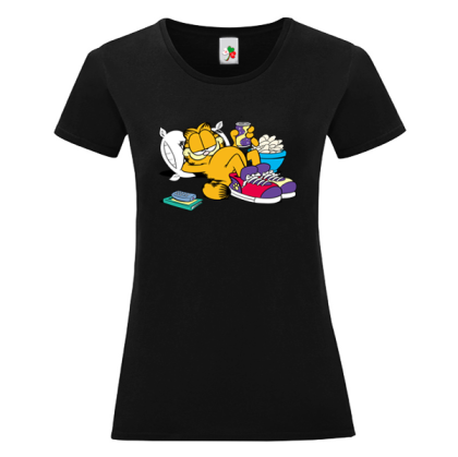 Черна дамска тениска- Гарфилд