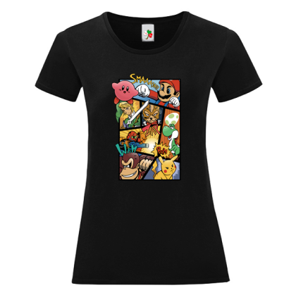 Черна дамска тениска- Супер Марио