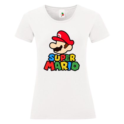 Бяла дамска тениска- Супер Марио