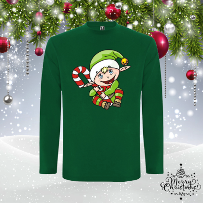 Мъжка зелена коледна блуза- ЕЛФ