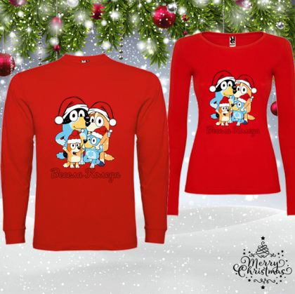 Комплект червени коледни блузи- Блуи