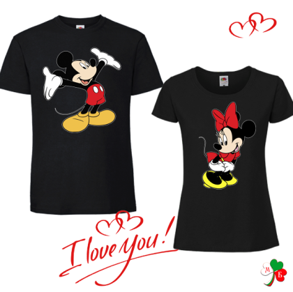 Комплект черни тениски-  Mickey and Minne Mause