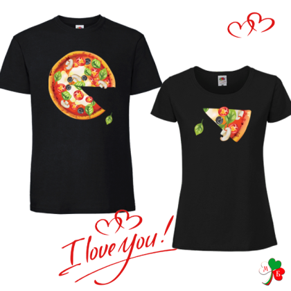 Комплект черни тениски-  Пица