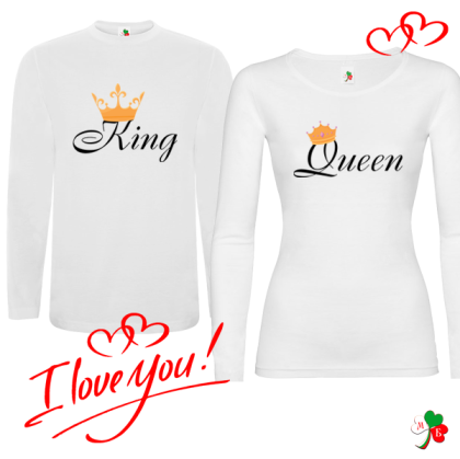 Комплект бели блузи- King and Queen