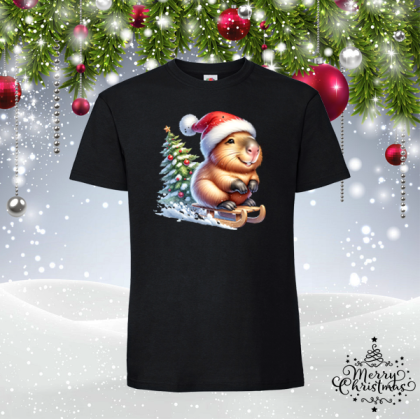 Забавна коледна тениска- Капибара