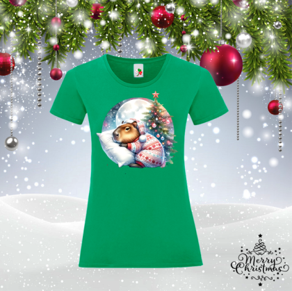 Коледна забавна тениска-  Капибара