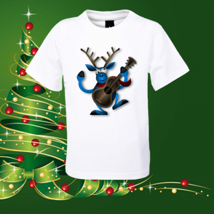 Детска коледна тениска син елен