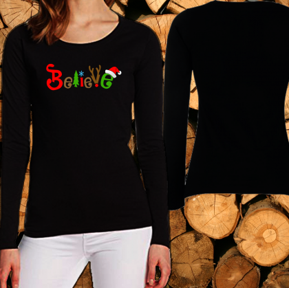 Дамска коледна блуза-Believe