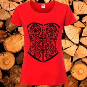 Дамска червена тениска- Бюстие