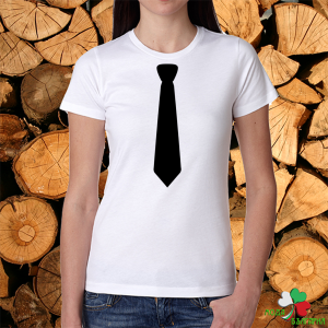 Дамска бяла тениска- Вратовръзка