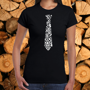 Дамска черна тениска-  Вратовръзка