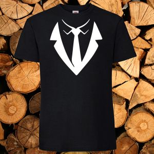 Мъжка черна тениска - Костюм с вратовръзка