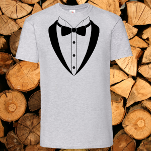 Мъжка сива тениска - Костюм с папионка