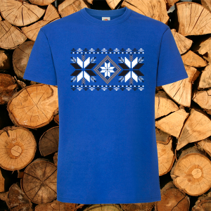 Мъжка синя тениска с мотиви на шевици