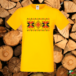 Мъжка жълта тениска с мотиви на шевици