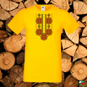 Мъжка жълта тениска - Букет елбетици