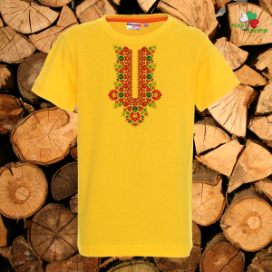 Детска жълта тениска с народни мотиви