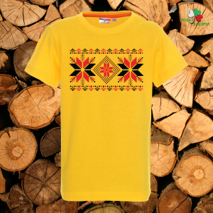 Детска жълта тениска с народни мотиви