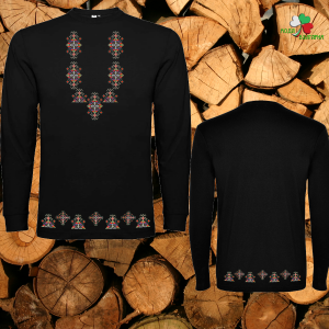 Мъжка черна блуза с мотиви на шевици