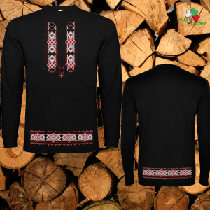 Мъжка черна блуза с мотиви на шевици .