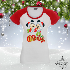 Забавна коледна тениска- Мики и Мини 