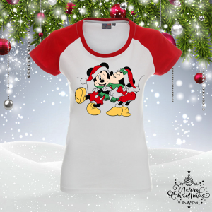 Забавна коледна тениска- Мики и Мини 
