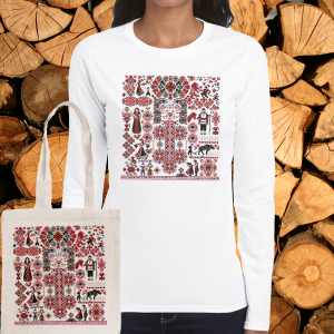 Комплект дамска блуза + торбичка - Колелото на живота