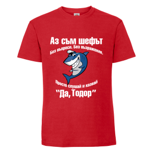 Цветна мъжка тениска- "Аз съм шефът - Тодор"