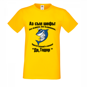 Цветна мъжка тениска- "Аз съм шефът - Тодор"