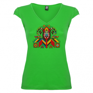 зелена Дамска тениска  с мотиви на шевици - Кукер